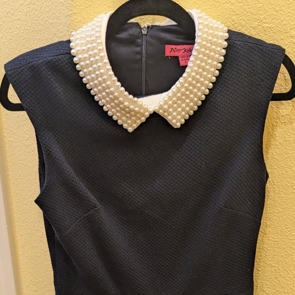 NWOT Betsy Johnson Dark Blue Cocktail Party Dress Prom Holiday Textured Size 8